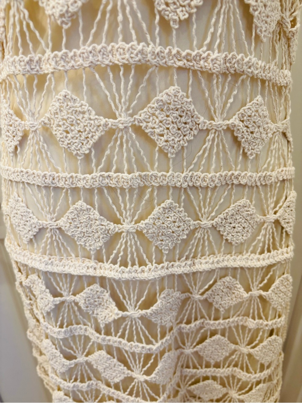NWT REBELLION Cream Crochet Maxi Dress - Lightweight Summer Cover-Up- L - Picture 7 of 11